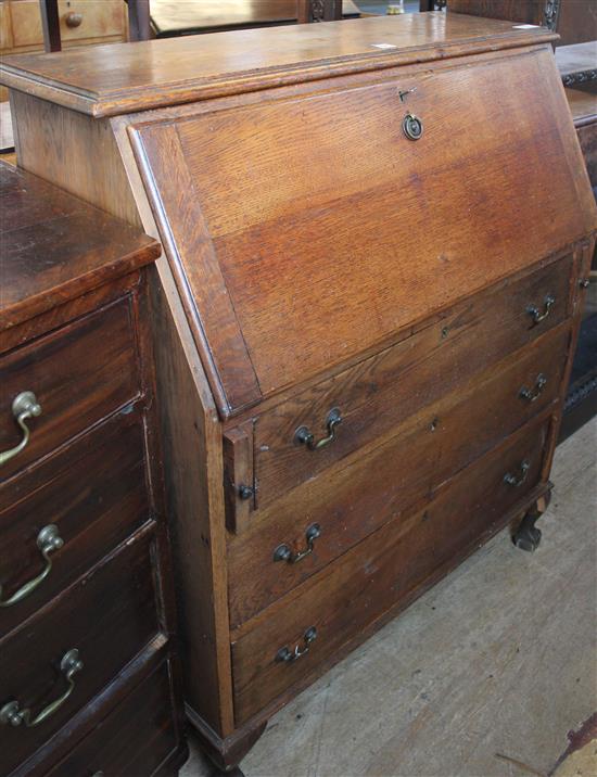 Oak 3 drawer bureau